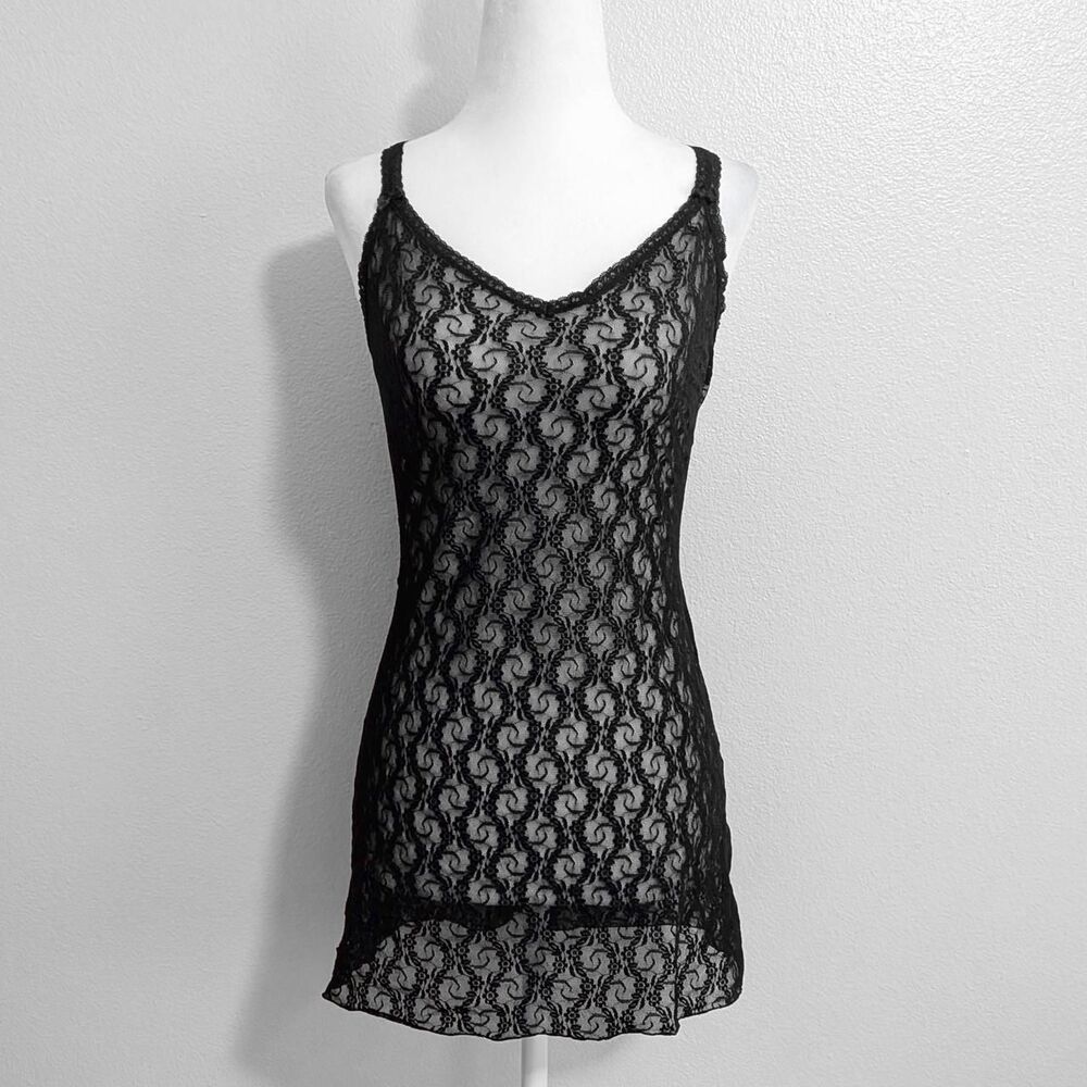 B.Tempt'd Black Gothic Sheer Lace Kiss Chemise Mini Dress | Size M